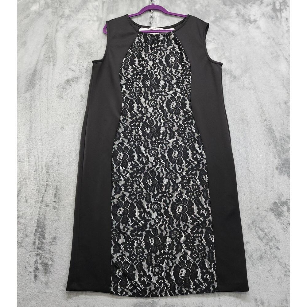Vintage 90s AA Studio AA Dress‎ Womens 22W Black Lace Overlay Sleeveless Stretch